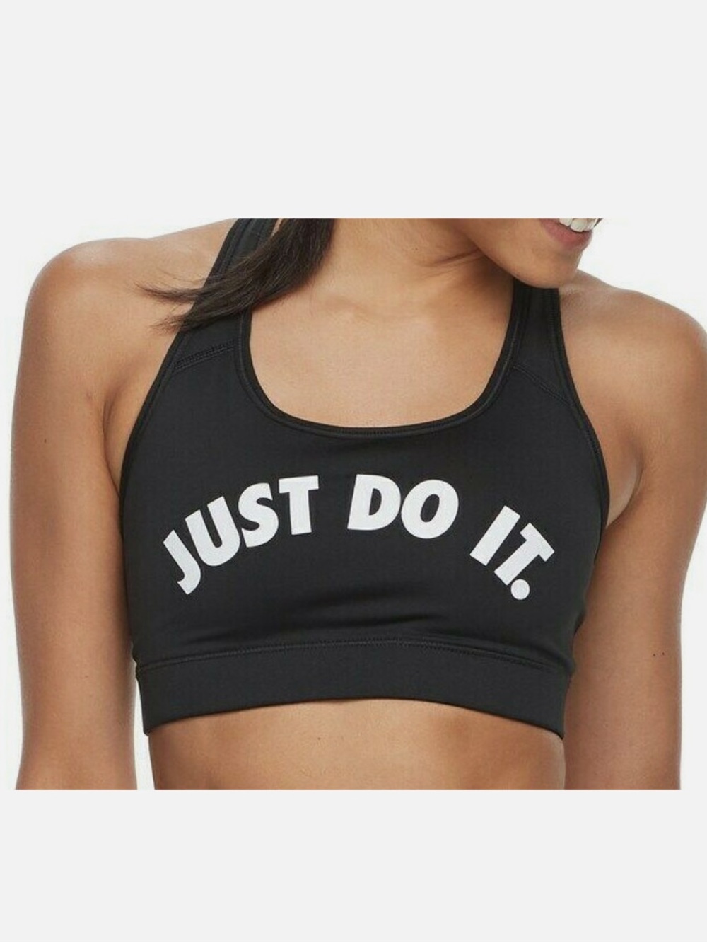 Nike Black Sports Bra with White "Just Do It." Logo